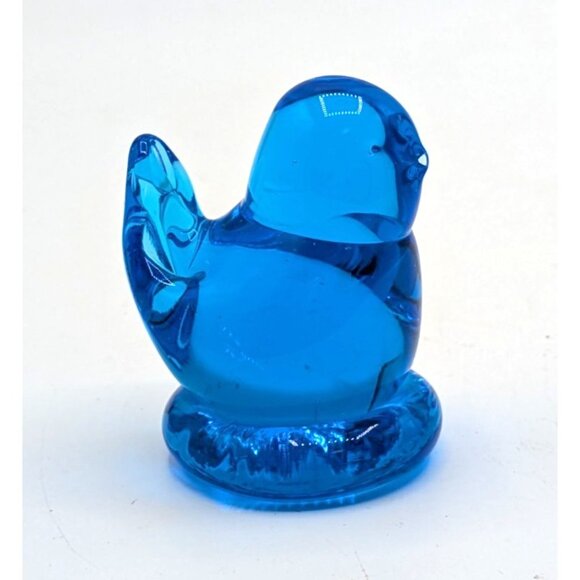 Bluebird of Happiness Leo Ward 1994 Signed Miniature Blue Glass Sculpture 2" - Picture 3 of 7